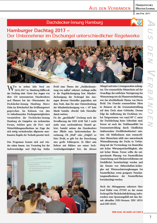 <p>Hanseatisches MeisterJournal Ausgabe 01/2017, Seite 7</p>