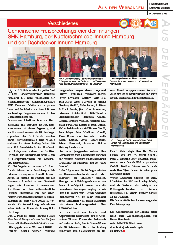 <p>Hanseatisches MeisterJournal Ausgabe 02/2017, Seite 7</p>