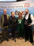 <p>Martin Granseuer (Vorstandsmitglied und GF Egon Beetz GmbH), Melanie Behnken (Fa. S. Pruns), HGF Marja Schokolowsky (Dachdecker-Innung Hamburg) und Stephan Reimer (Ausbildungsmeister BBW der Dachdecker-Innung Hamburg) v.l.n.r.</p>